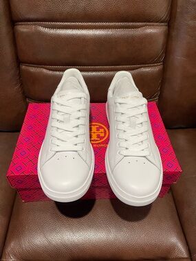 Tory Burch  White Leather Low-Top Sneakers